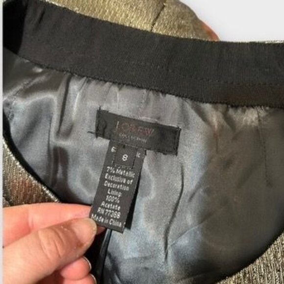 Metallic Gold Lame Jacket 8 Party Classic Retro Vintage Pocket J.Crew Collection - Picture 6 of 7